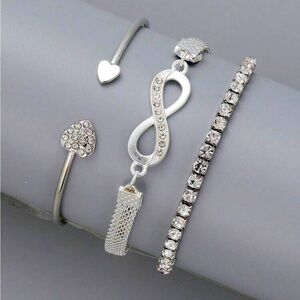 Infinity Silver Rhinestone 3 piece Bracelet Set NEW 🏷️
